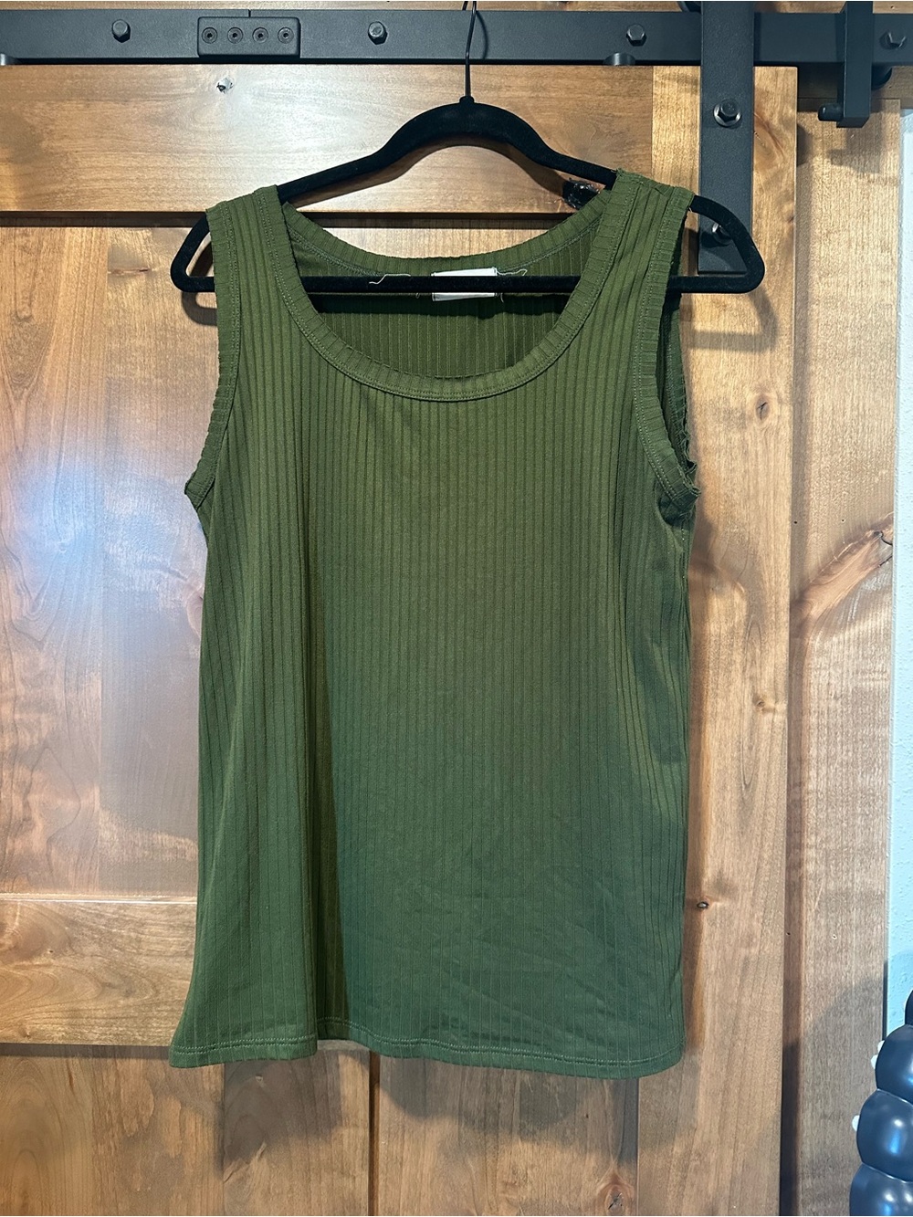 Sleeveless Ribbed Tank Top in Olive Green